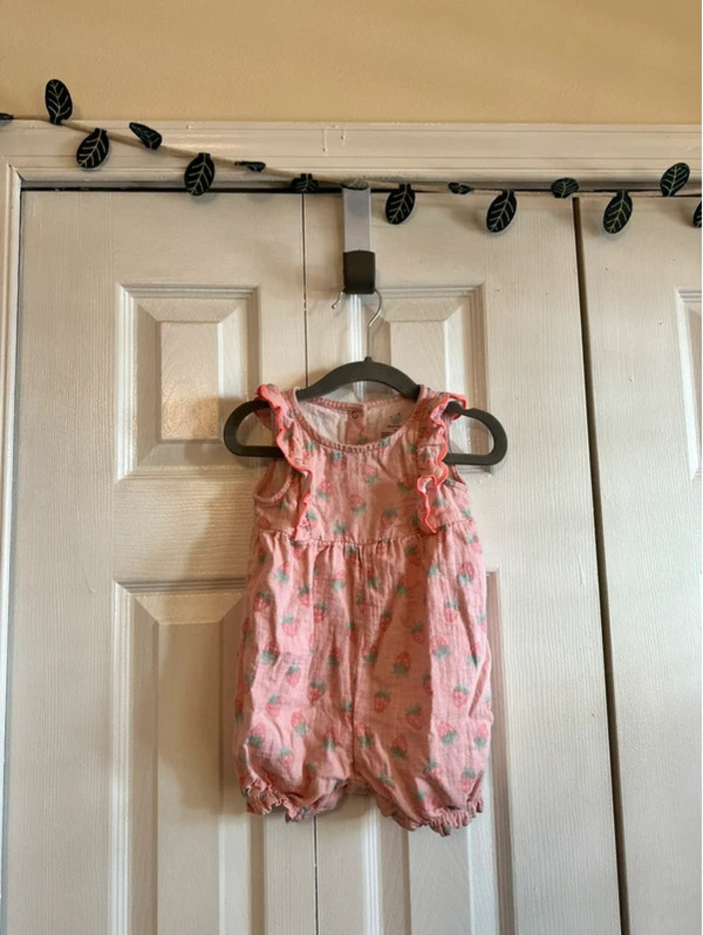Cloud Island strawberry romper, size 6-9 months
